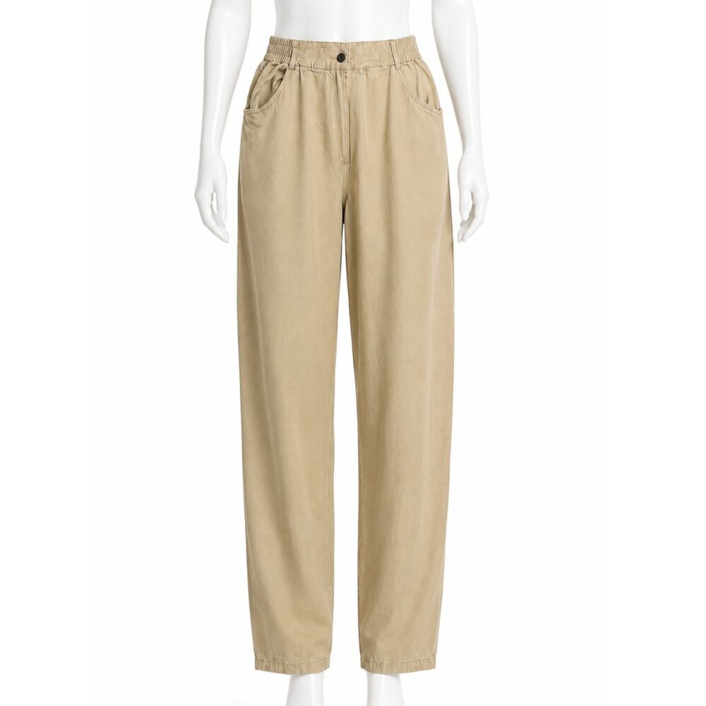 Vintage Diane Gilman Silk Pants S Beige Pull On Casual Pants